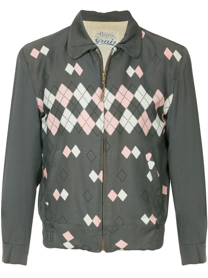 Fake Alpha Vintage 1950's Argyle Jacket - Grey