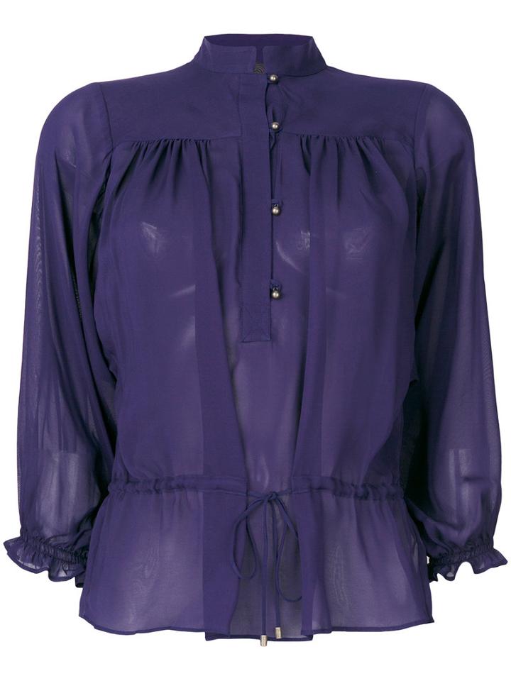 Just Cavalli - Button Up Blouse - Women - Viscose - 42, Blue, Viscose