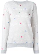 Zoe Karssen Embroidered Heart Sweatshirt, Women's, Size: Medium, Grey, Cotton/polyester