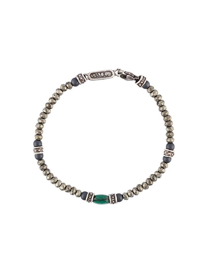 Roman Paul Beaded Bracelet, Men's, Metallic