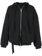 Unravel Project Zipped Up Embroidered Hoodie - Black
