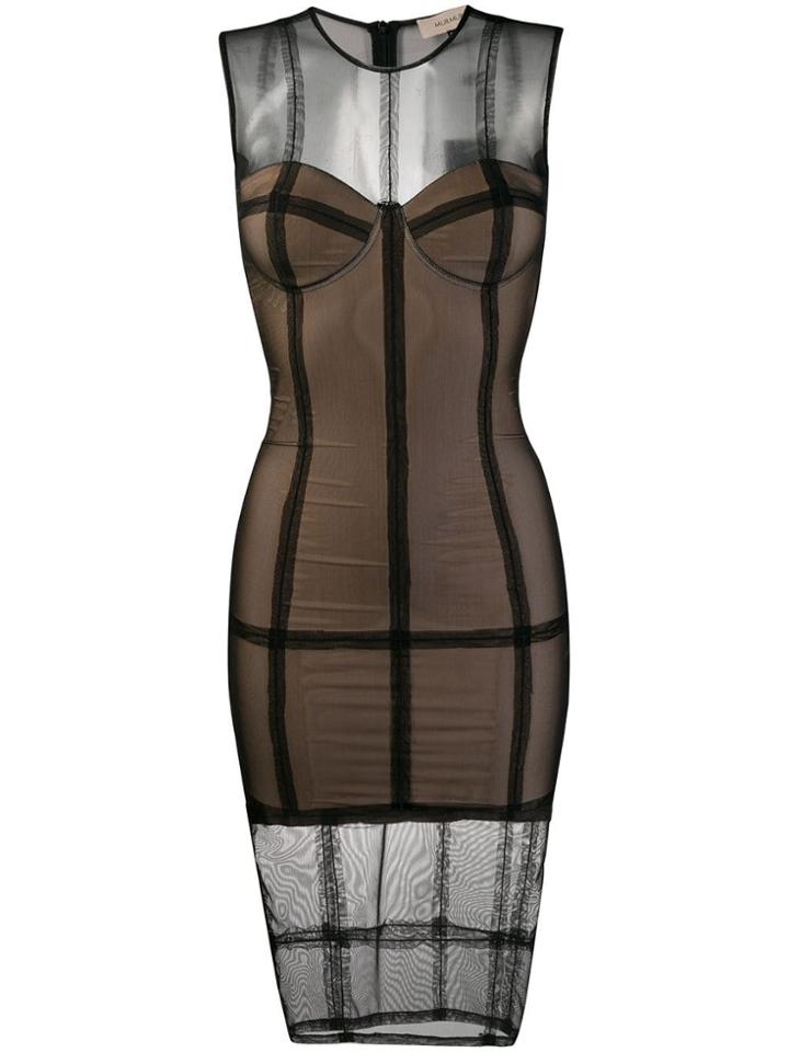 Murmur Stitch Detail Bustier Dress - Black