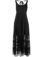 No21 Embroidered Maxi Dress, Size: 44, Black, Cotton/polyester