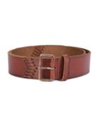 Paige Eyelet Detail Belt, Women's, Size: Large, Brown, Leather