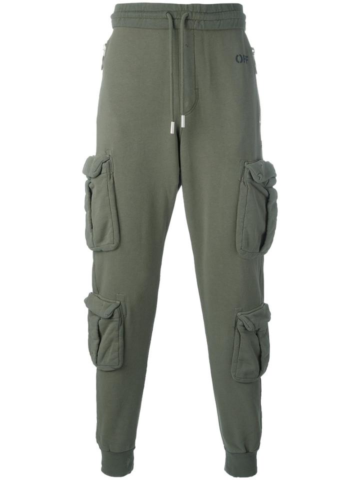 Off-white Four-pocket Slouch Trousers, Men's, Size: Medium, Green, Cotton