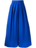 Delpozo Wide Leg Cropped Trousers, Women's, Size: 36, Blue, Cotton