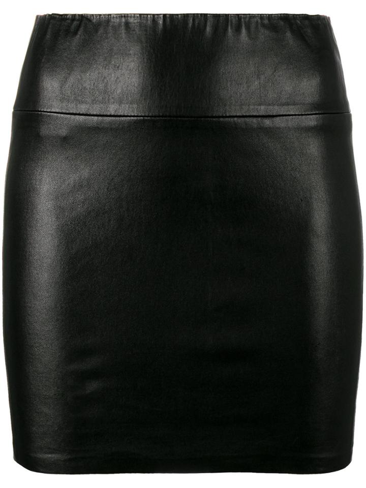 Sprwmn Fitted Stretch Leather Mini Skirt - Black