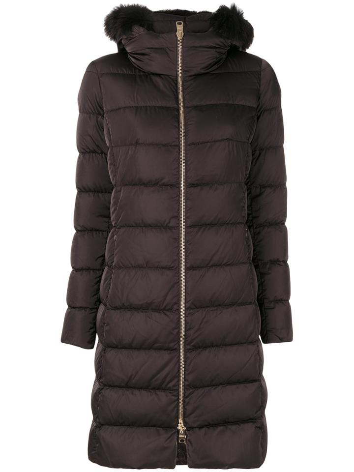 Herno Long Padded Hooded Coat - Brown