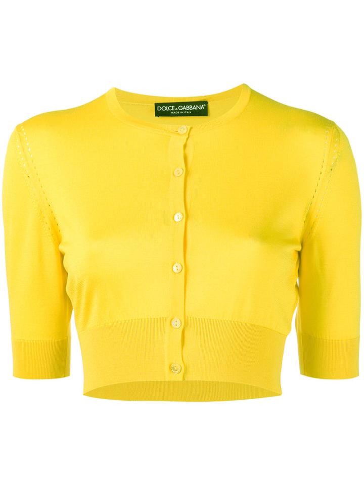 Dolce & Gabbana - Cropped Cardigan - Women - Silk - 42, Yellow/orange, Silk
