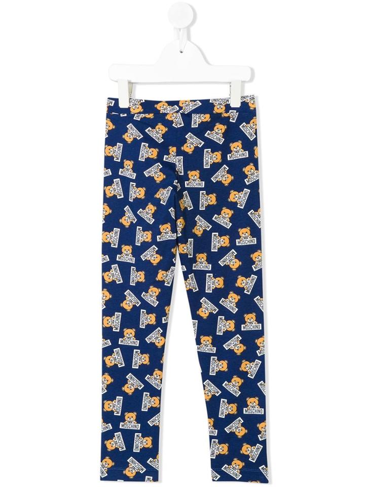 Moschino Kids Teen Teddy Bear Print Leggings - Blue