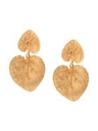 Oscar De La Renta Textured Leaf Earrings - Gold