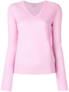 Liska Classic V-neck Jumper - Pink