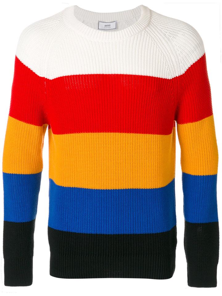 Ami Alexandre Mattiussi Striped Round-neck Jumper - Multicolour