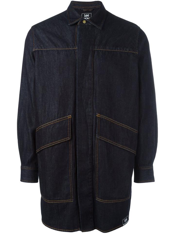 House Of Holland 'lee' Oversized Denim Shirt, Men's, Size: Xl, Blue, Cotton