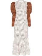 Rejina Pyo Rej Hn Ls Drs Max W Puf Cntrst Slv Polka - Neutrals