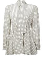 Co Houndstooth Plaid Blouse - Nude & Neutrals