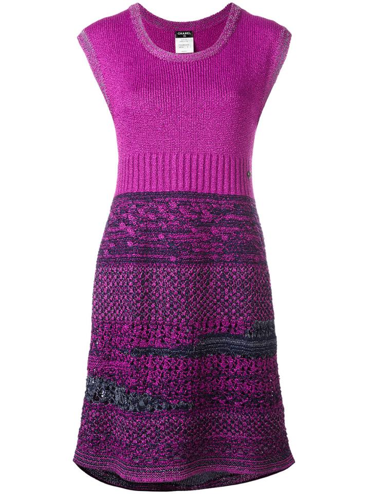 Chanel Vintage Bouclé Knit Dress - Pink & Purple