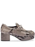 Miu Miu Snake-print Leather Loafers - Grey