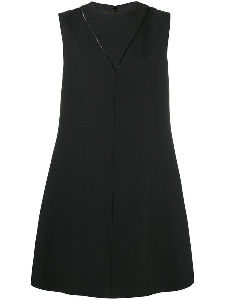Valentino - V-neck Panel Shift Dress - Women - Silk/polyester/acetate/virgin Wool - 42, Women's, Black, Silk/polyester/acetate/virgin Wool
