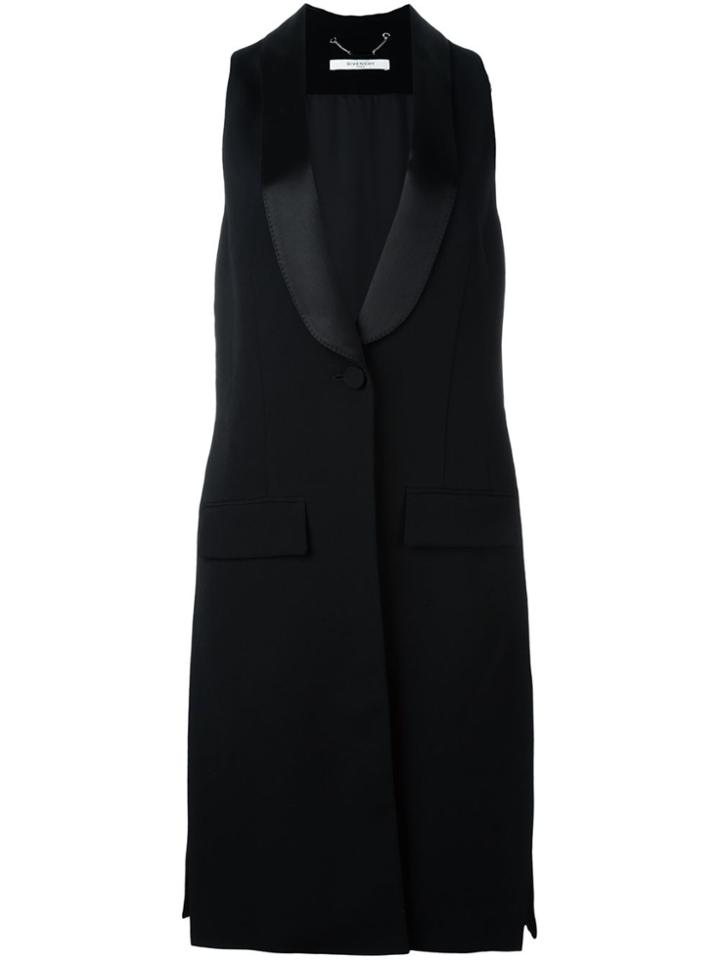 Givenchy Contrast Lapel Sleeveless Jacket - Black