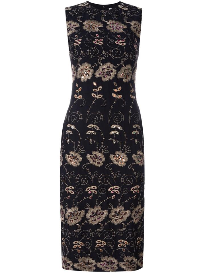 Givenchy Floral Embroidered Shift Dress - Black