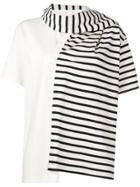 Jw Anderson Striped Jersey T-shirt With Draped Scarf - White