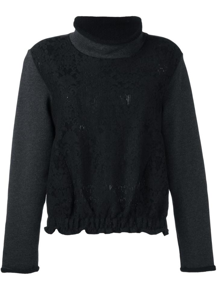 See By Chloé Floral Lace Panel Sweatshirt, Women's, Size: 42, Blue, Cotton/nylon