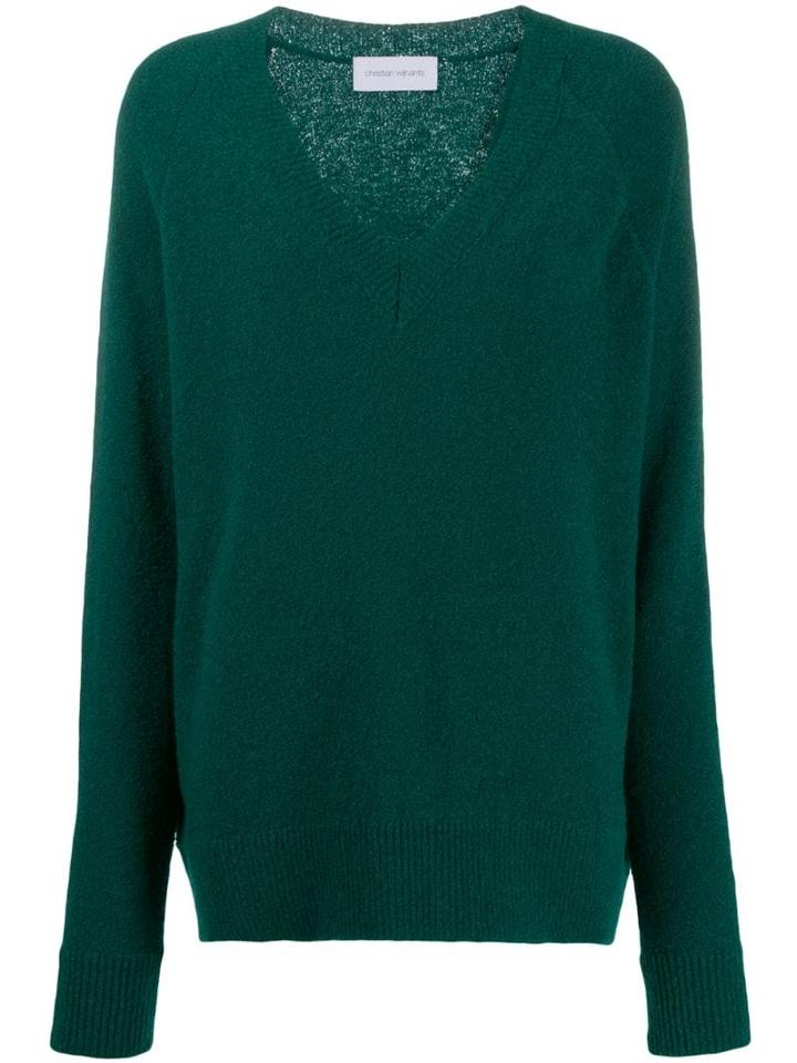 Christian Wijnants V-neck Knitted Sweater - Green