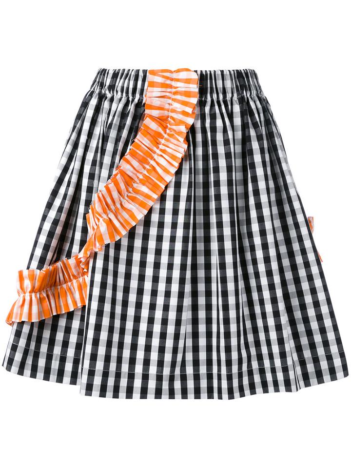 Msgm - Striped Pleated Skirt - Women - Cotton - 42, Black, Cotton