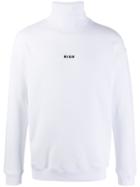 Msgm Roll Neck Logo Sweater - White