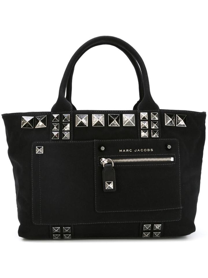 Marc Jacobs Chipped Studs Canvas Tote, Women's, Black, Cotton/leather