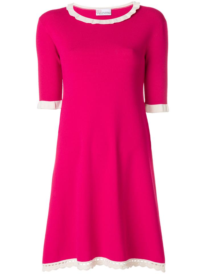 Red Valentino Scalloped Trim Shift Dress - Pink & Purple
