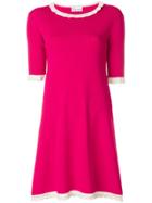 Red Valentino Scalloped Trim Shift Dress - Pink & Purple