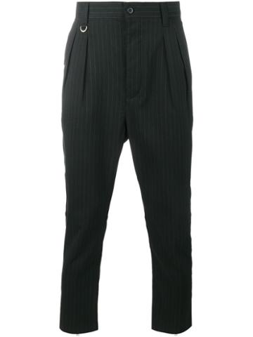 Uniform Experiment Pinstripe Trousers, Men's, Size: 1, Black, Polyester/polyurethane/rayon