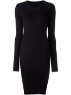Mm6 Maison Margiela Ribbed Knit Fitted Dress, Women's, Size: S, Black, Polyester/viscose