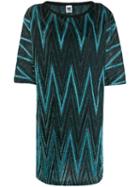 M Missoni Zigzag Metallic Shift Dress - Blue