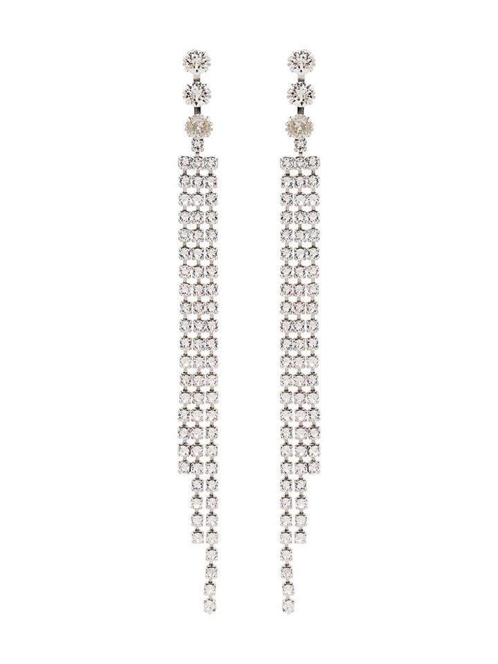 Isabel Marant Metallic Crystal Chain Drop Earrings