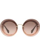 Miu Miu Eyewear Reveal Glitter Sunglasses - Pink