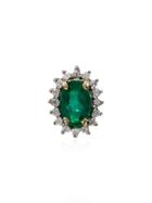Yvonne Léon Metallic 18k Gold Emerald Diamond Singular Earring