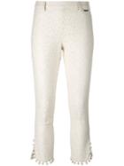 Twin-set - Pom Pom Cropped Trousers - Women - Cotton/polyamide/polyester - 44, Women's, White, Cotton/polyamide/polyester