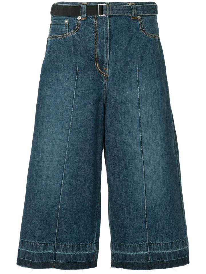Sacai Cropped Denim Culottes - Blue