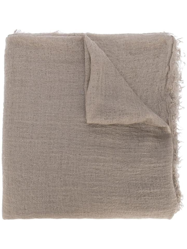 Rick Owens Frayed Scarf, Men's, Nude/neutrals, Cashmere/silk