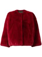 Yves Salomon Rex Rabbit Fur Jacket - Red