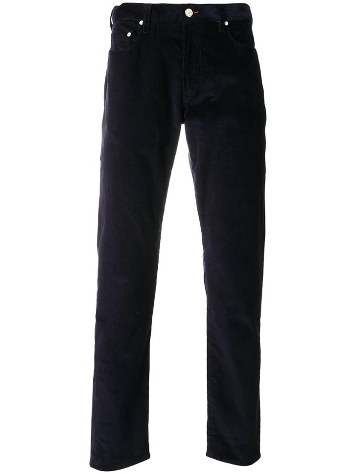 Ps By Paul Smith Straight Leg Corduroy Trousers - Blue