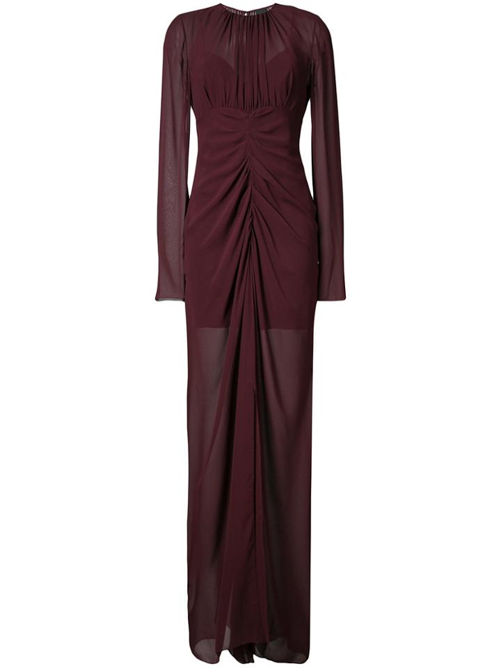 Vera Wang Draped Sheer Gown - Red