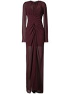 Vera Wang Draped Sheer Gown - Red