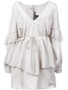 Thomas Wylde Flared V-neck Dress - Grey