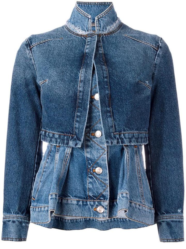 Alexander Mcqueen Layered Denim Jacket, Women's, Size: 42, Blue, Cotton