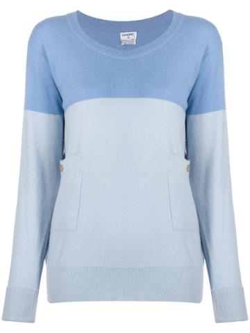 Chanel Pre-owned 1990s Two-tone Jumper - Blue