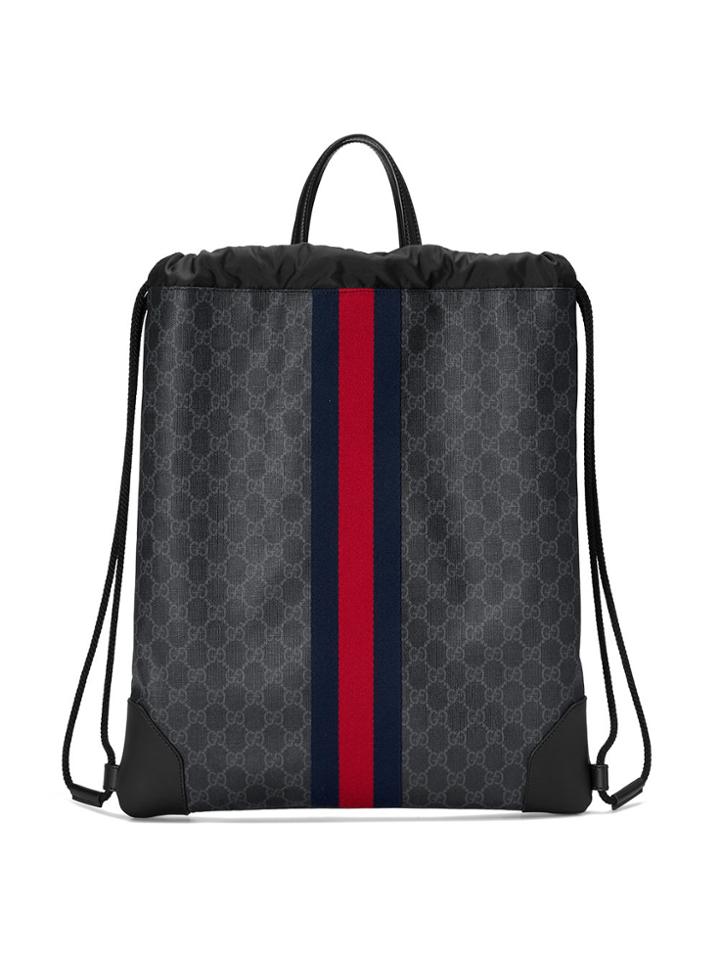 Gucci Soft Gg Supreme Drawstring Backpack - Black